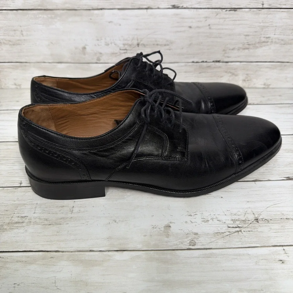 Johnston Murphy Melton 59-0721 Black Leather Cap Toe Oxford Men's Shoes 11.5 M